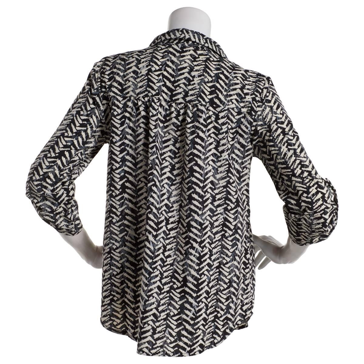 Womens Notations Abstract Equipment Causal Button Down