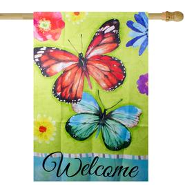 Northlight Seasonal Welcome Butterflies Green Outdoor House Flag