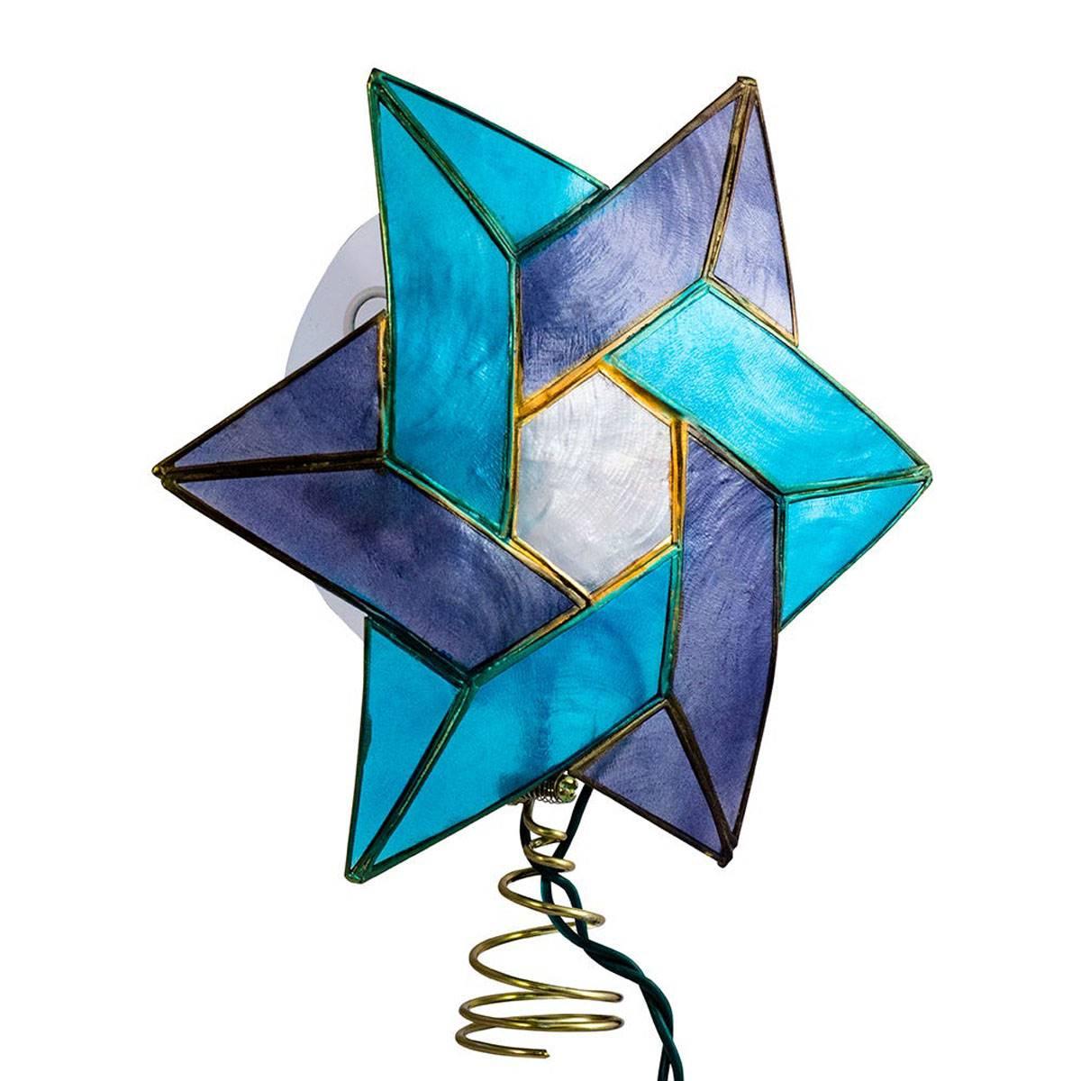 Kurt Adler 10-Light Capiz Color Star of David Treetop