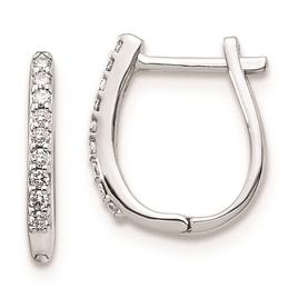 Pure Fire 14kt White Gold 1/10ctw Lab Grown Diamond Hoop Earrings