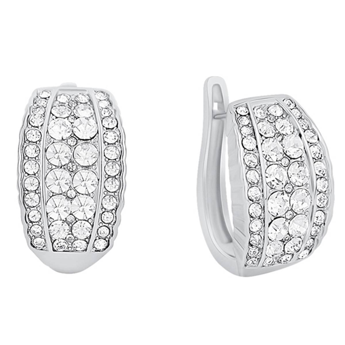 Marsala Silver Plated CZ Pave Hoop Earrings
