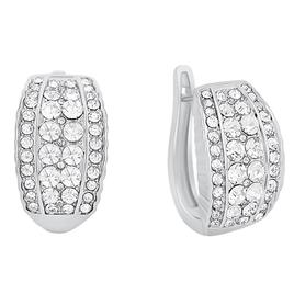 Marsala Silver Plated CZ Pave Hoop Earrings