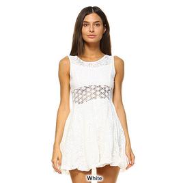 Womens White Mark Fit & Flare Lace Insert Dress