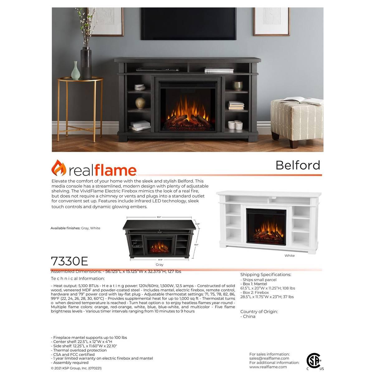 Real Flame Belford Electric Fireplace TV Stand