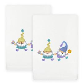 Linum Home Textiles 2pc. Spring Gnomes Embroidered Hand Towels