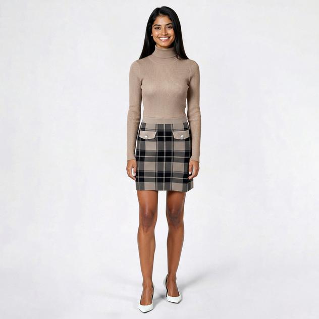Juniors Jolie & Joy Long Sleeve Ribbed Plaid Skirt Sweater Dress