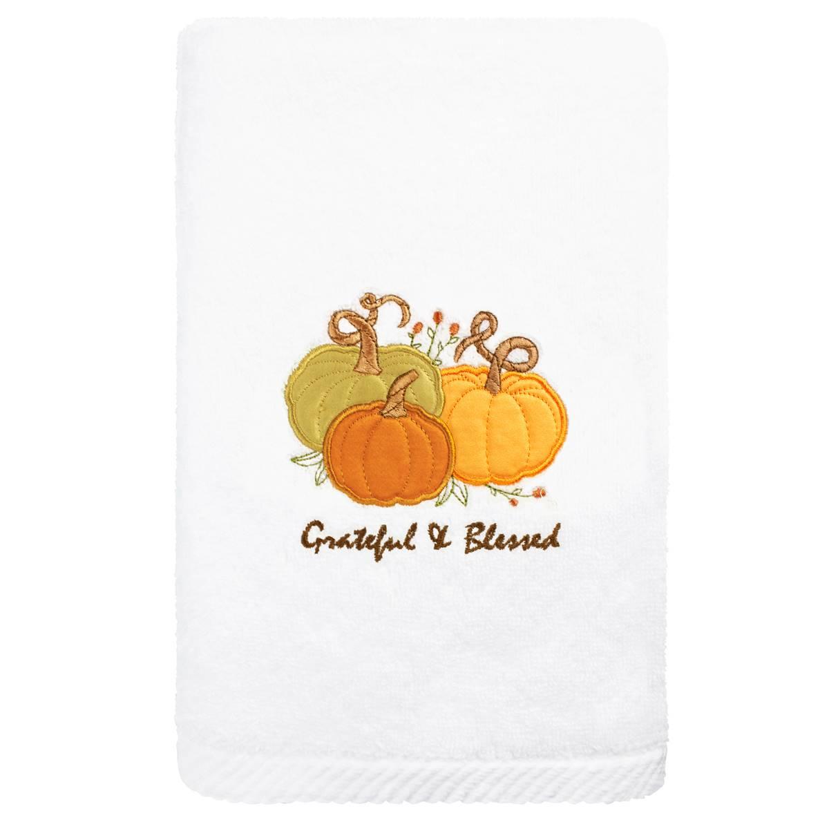 Linum Home Textiles Grateful &amp; Blessed Embroidered Hand Towel
