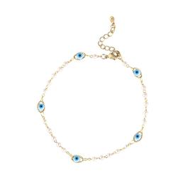 Jessica Simpson Imitation Yellow Gold Plated Evil Eye Anklet Set