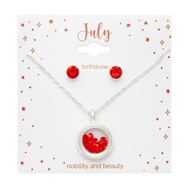 July Mini Birthstone Shaker Necklace & Earring Set