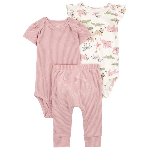 Baby Girl (NB-24M) Carter's® 3pc. Safari/Solid Bodysuits & Pants