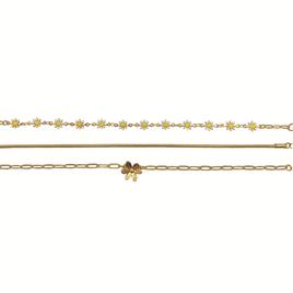 Ashley Gold-Tone 3pc. Chain & Daisy Anklet Set