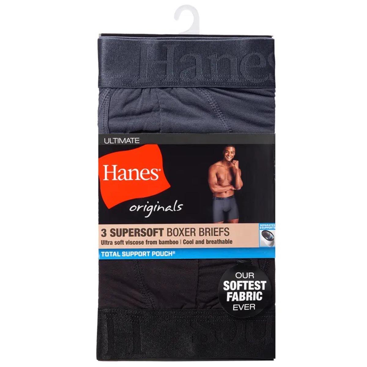 Mens Hanes® Originals 3pk. Supersoft Boxer Briefs - Black