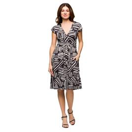 Womens 24/7 Comfort Apparel Black/White Knee Length Pocket Dress