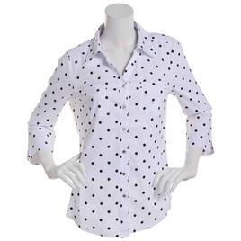 Womens Emily Daniels 3/4 Sleeve Dot Knit To Fit Button Down