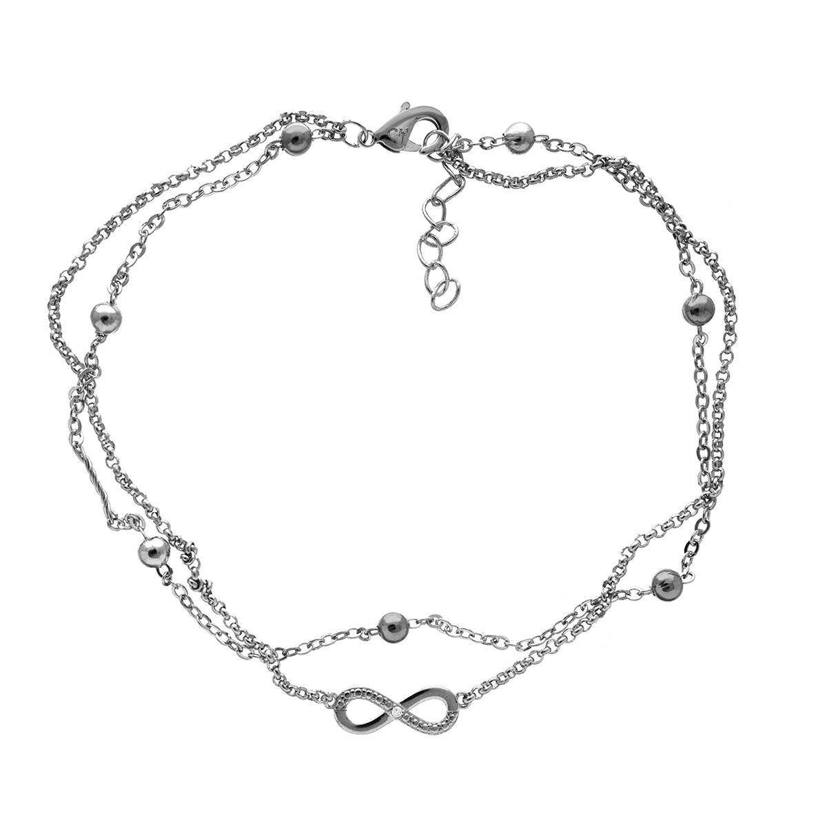 Barefootsies Diamond Accent Infinity 2 Strand Anklet Bracelet
