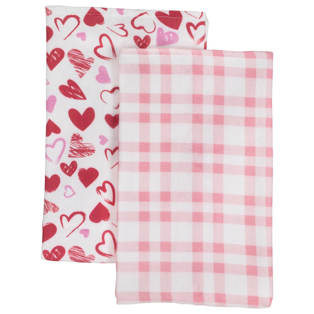 Northlight Seasonal Valentine''s Day Plaid & Hearts Kitchen Towels