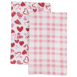 Northlight Seasonal Valentine''s Day Plaid & Hearts Kitchen Towels