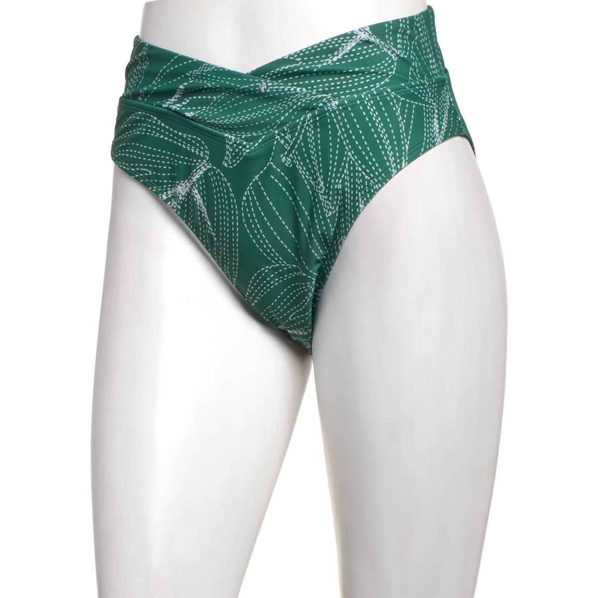 Womens Cupshe Tropical Leaf Banded High Waist Swim Bottoms