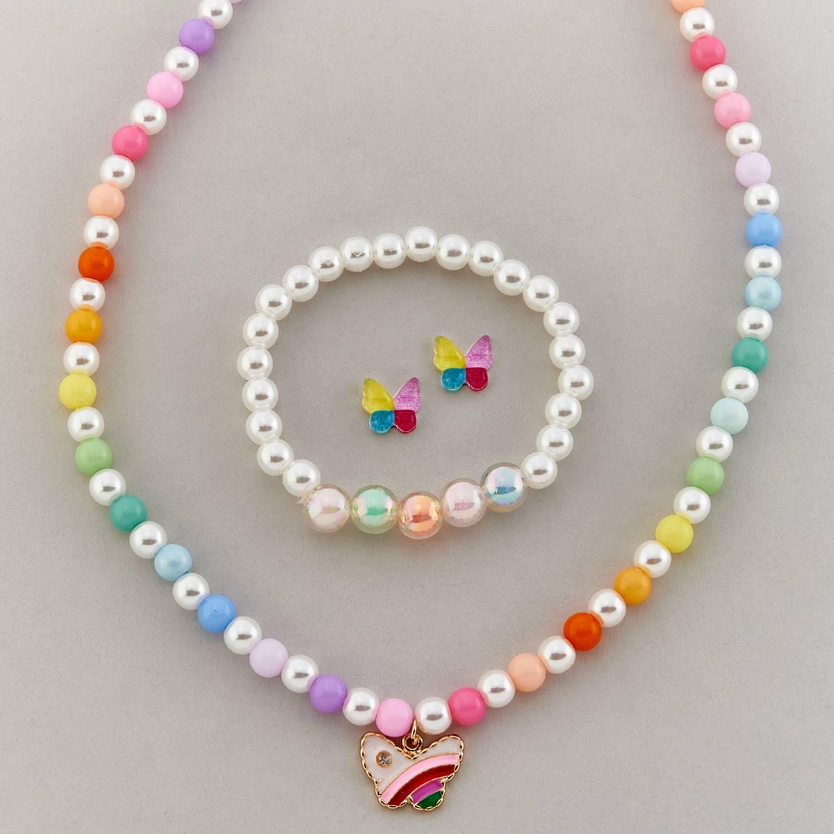 Kids Lil Ashley Beaded Necklace/Bracelet/Butterfly Earring Set