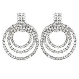 Jessica Simpson Imitation Rhodium Rhinestone Doorknocker Earrings