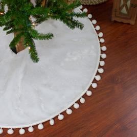 Northlight Christmas Tree Skirt w/ a Pom Pom Border