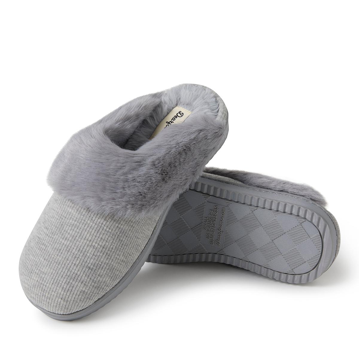 Womens Dearfoams(R) Dahlia Rib Knit Scuff Slippers