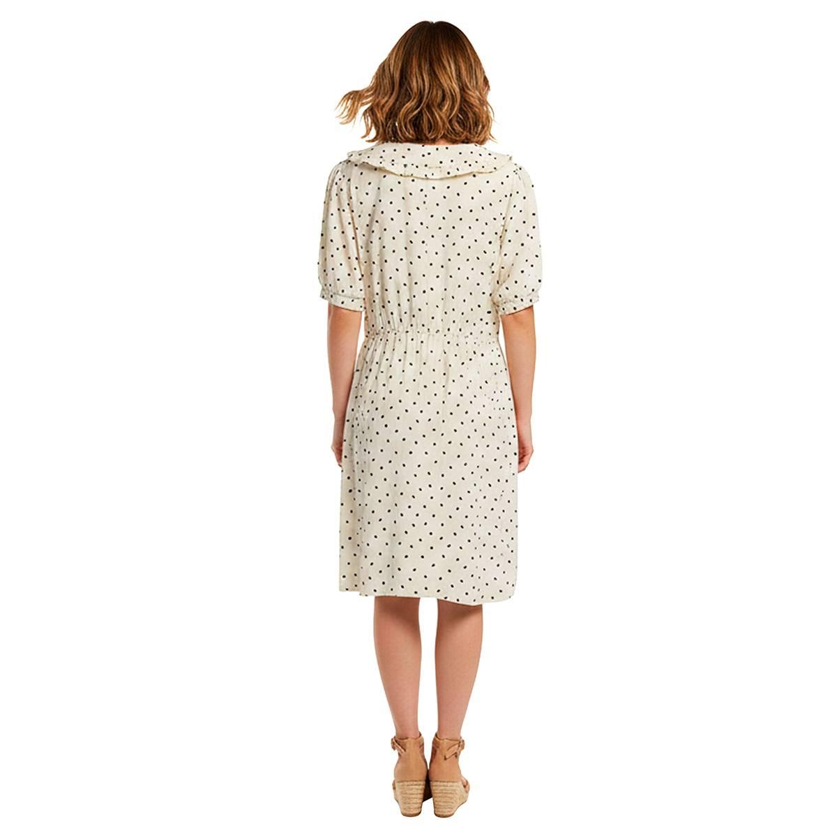 Womens Vivid Aura Short Sleeve Peter Pan Collar A-Line Dress