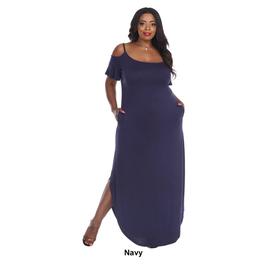 Plus Size White Mark Cold Shoulder Scoop Neck Maxi Dress