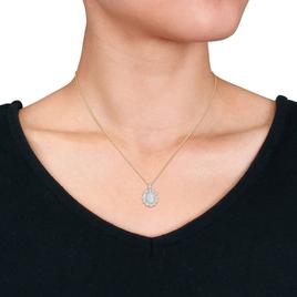 Sophia B Yellow Gold Plated Ethiopian Opal & White Topaz Pendant
