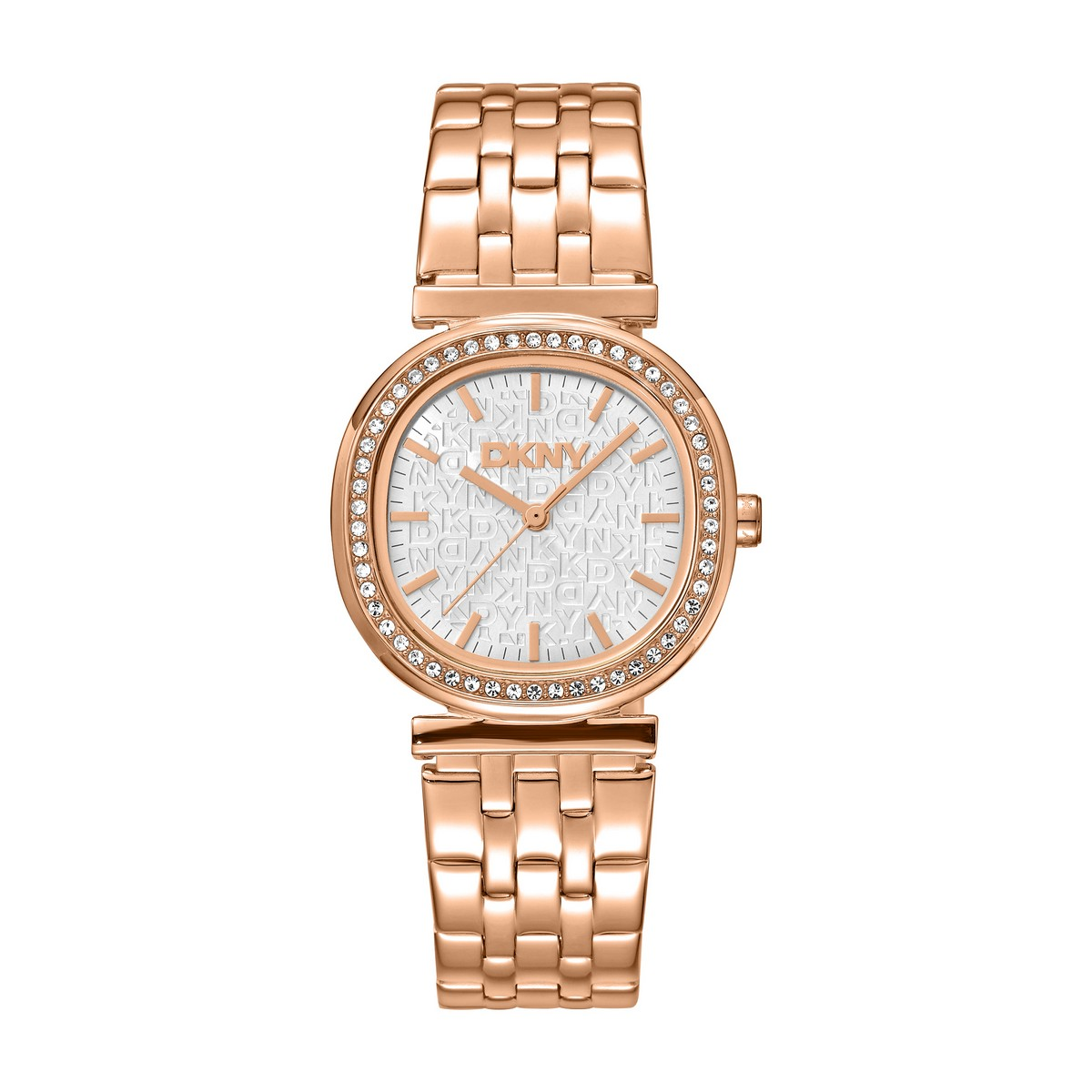 Womens DKNY Crystal Bezel Rose Gold Bracelet Watch-DK1L083M0075