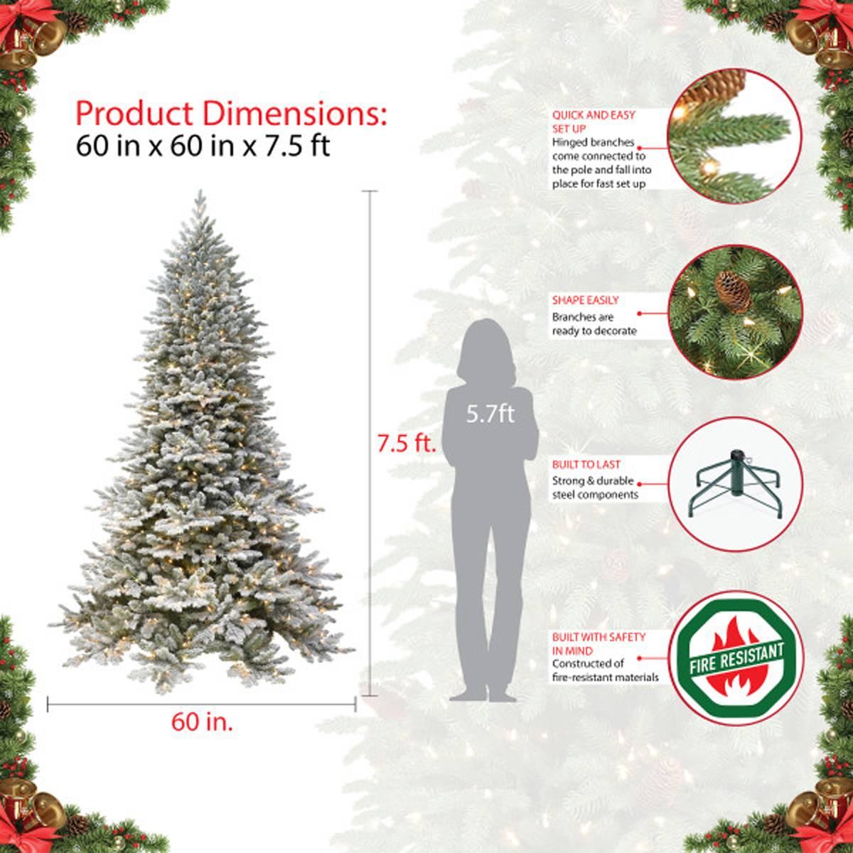 Puleo International 7.5ft. Flocked Royal Fir Christmas Tree