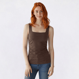 Juniors Madden Girl Square Neck Side Ruch Split Hem Tank Top