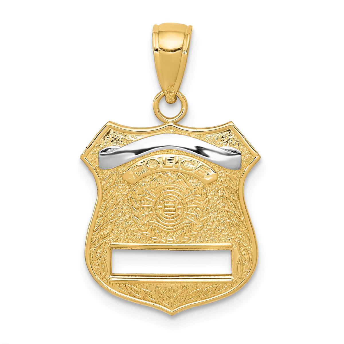 Unisex Gold Classics(tm) 14kt Gold With Rhodium Police Badge Pendant
