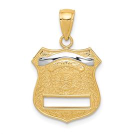 Unisex Gold Classics(tm) 14kt Gold With Rhodium Police Badge Pendant