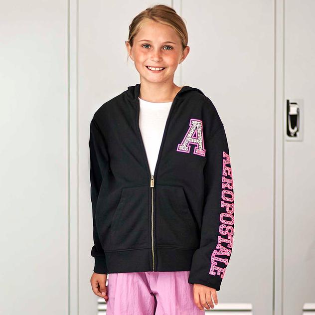 Girls (7-16) Aeropostale Leopard Puffy Sleeve Text Hooded Jacket