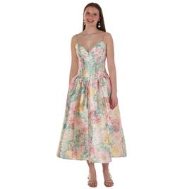 Juniors Emerald Sundae Floral Corset Box Pleat A-Line Dress