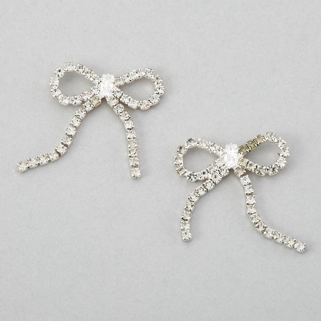 Rosa Rhinestones Tied Bows Earrings