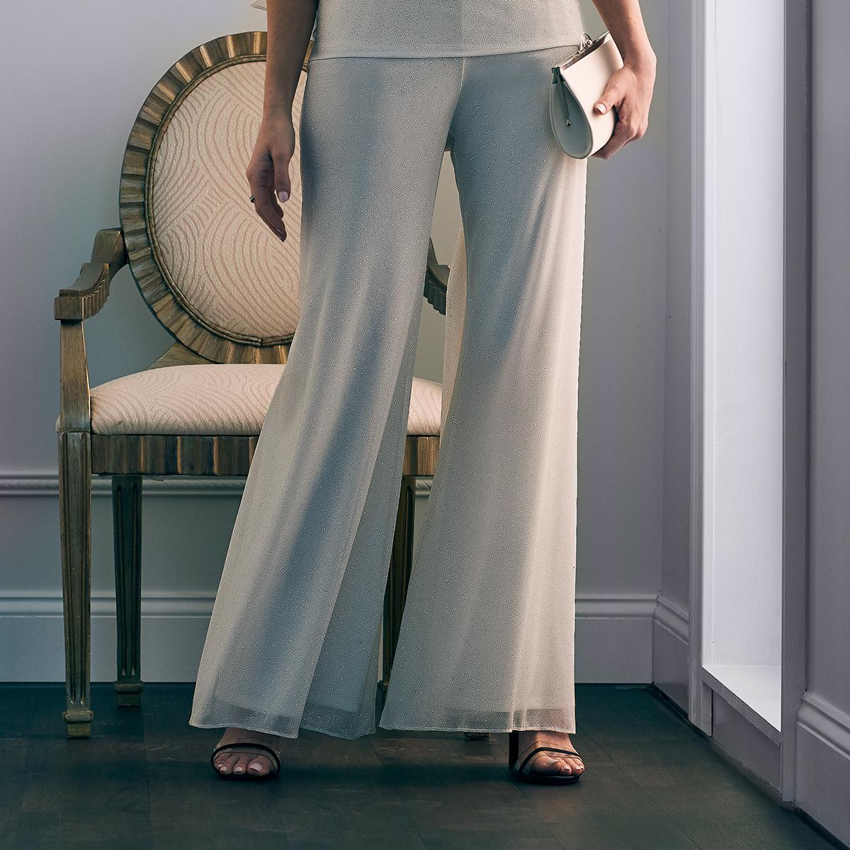 Petite MSK Glitter Wide Leg Mesh Palazzo Pants