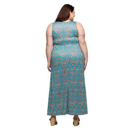 Plus Size 24/7 Comfort Apparel Sky Blue Sleeveless Maxi Dress