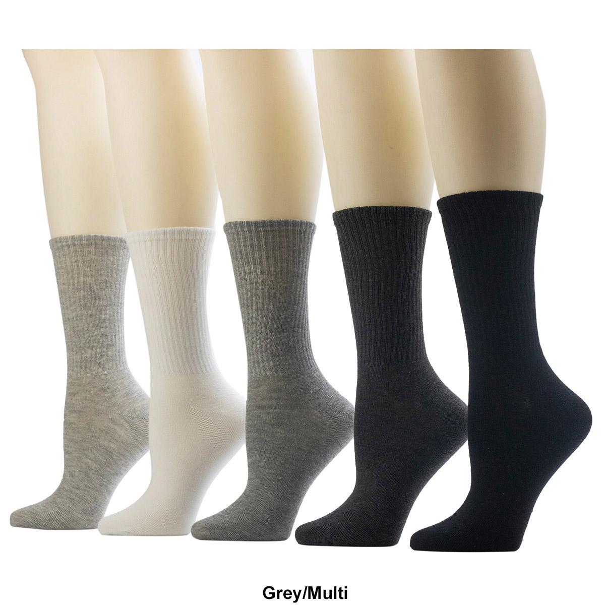 Womens Cuddl Duds® 5pk. Rib Welt Crew Socks
