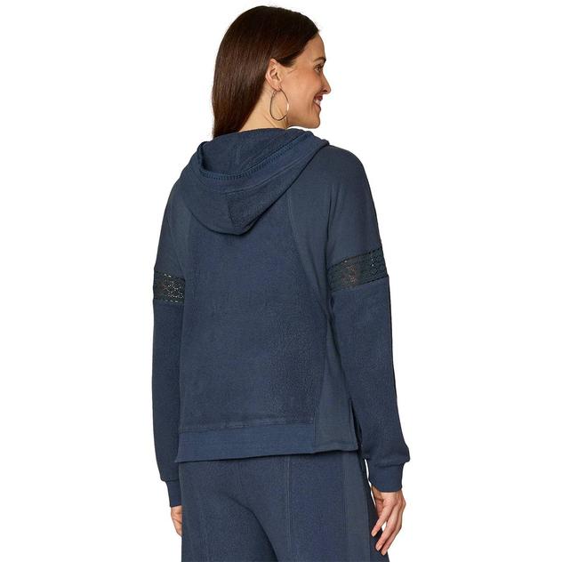 Womens Democracy Long Sleeve V-Neck Mixed Media Hoodie