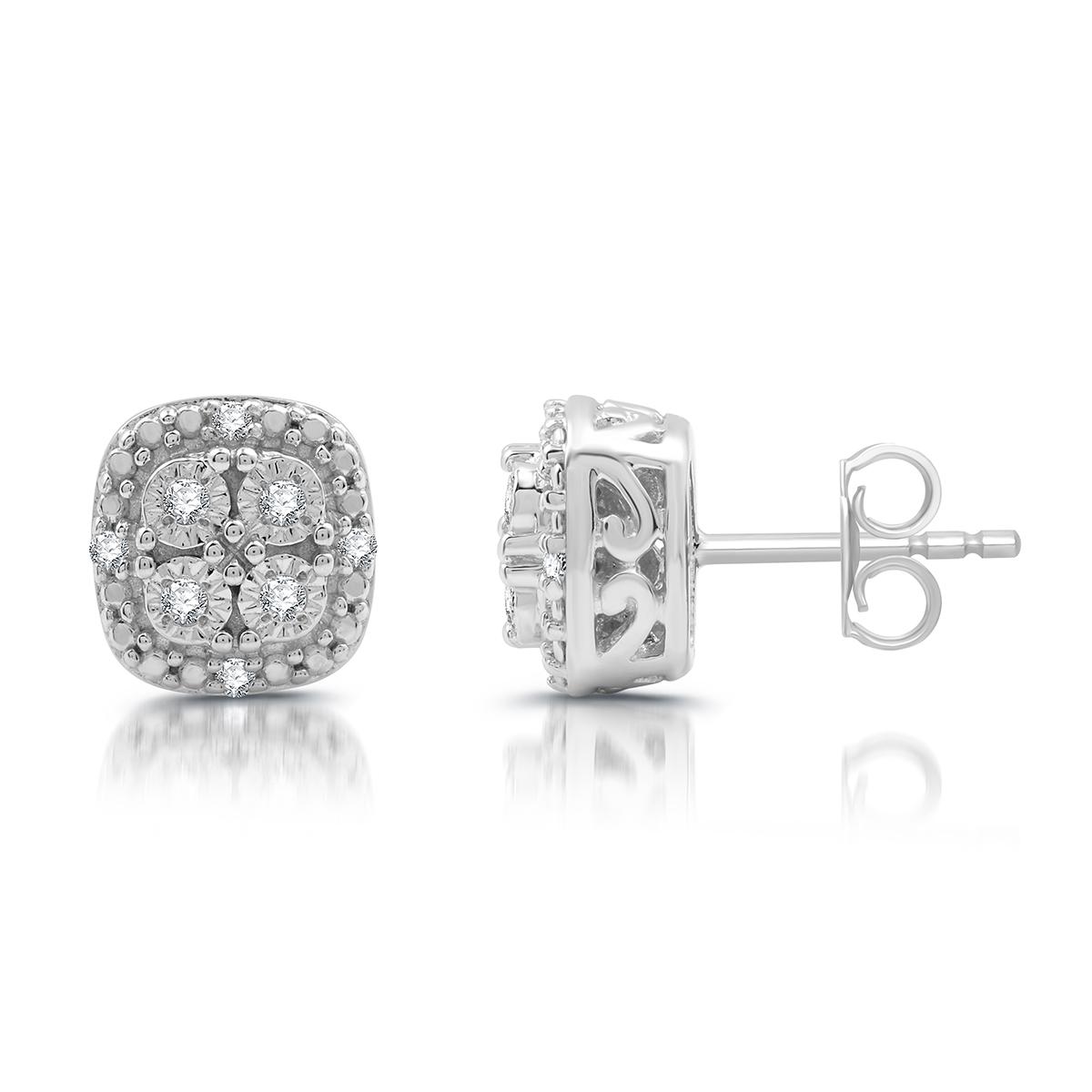Nova Star(R) 1/10cttw. Lab Grown Diamond Cushion Stud Earrings