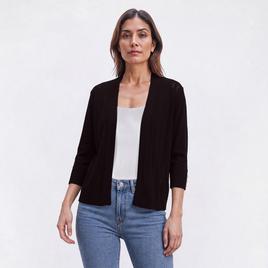 Womens 89th & Madison Solid Pointelle Stripe Cardigan
