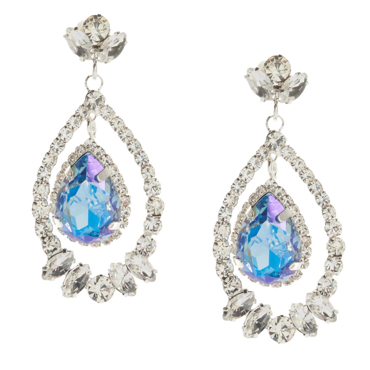 Rosa Rhinestones Sky Blue Statement Earrings
