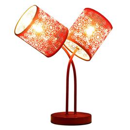 HomeRoots 17in. Red Metal Two Light Abstract Table Lamp