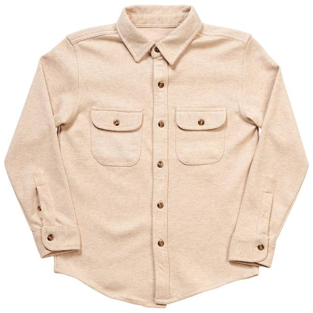 Boys (8-16) Tony Hawk Solid Knit Button Down Shirt - Oatmeal