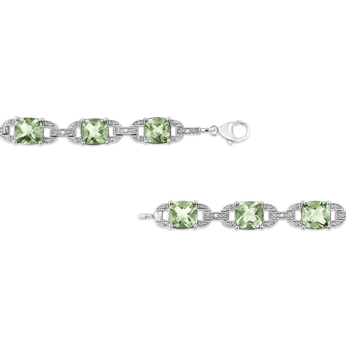 Haus of Brilliance Green Amethyst & 1/20ctw. Diamond Bracelet