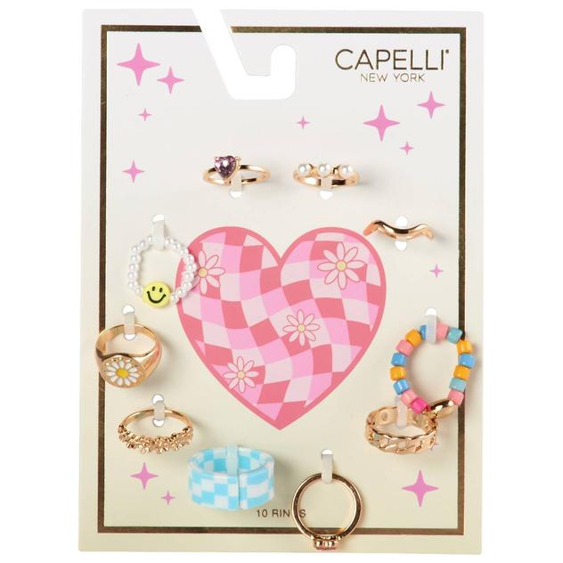 Girls Capelli® New York 10pk. Funky Mixed Gold Ring Set