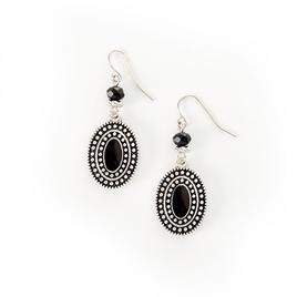 Ruby Rd. Silver-Tone Black Epoxy Oval Earrings