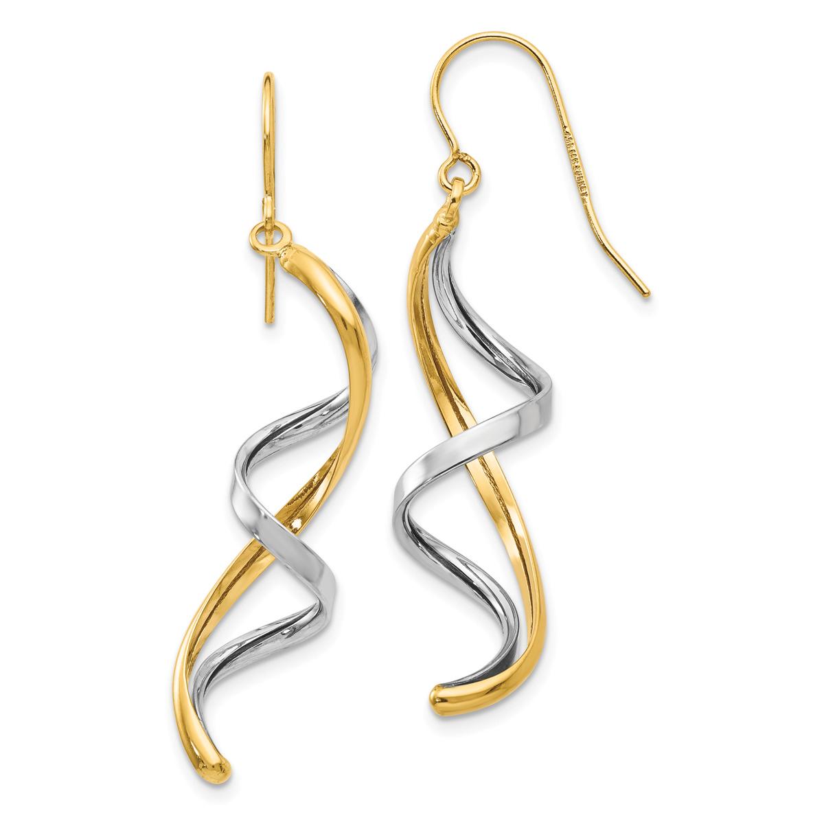 Gold Classics(tm) 14kt. Two-Tone Dangle Spiral Earrings